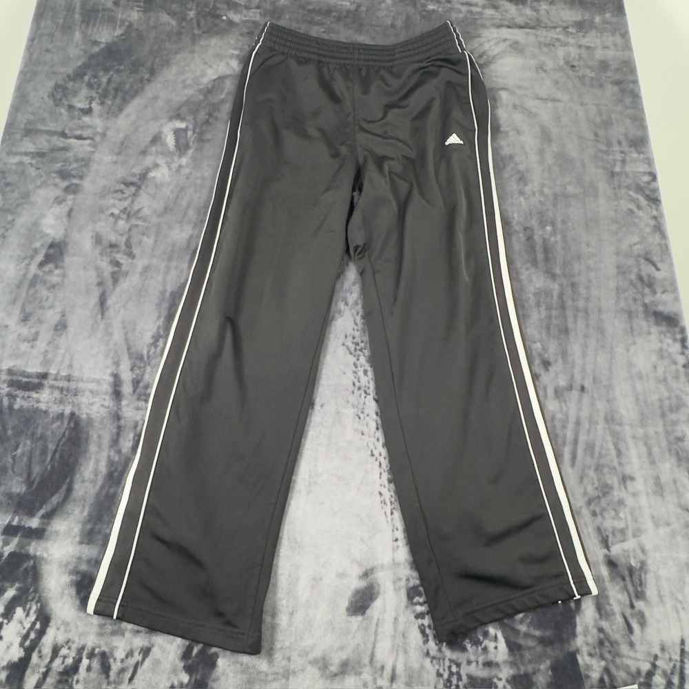 Adidas Track Pants Mens Medium Black White Stripe Athletic Activewear 2505